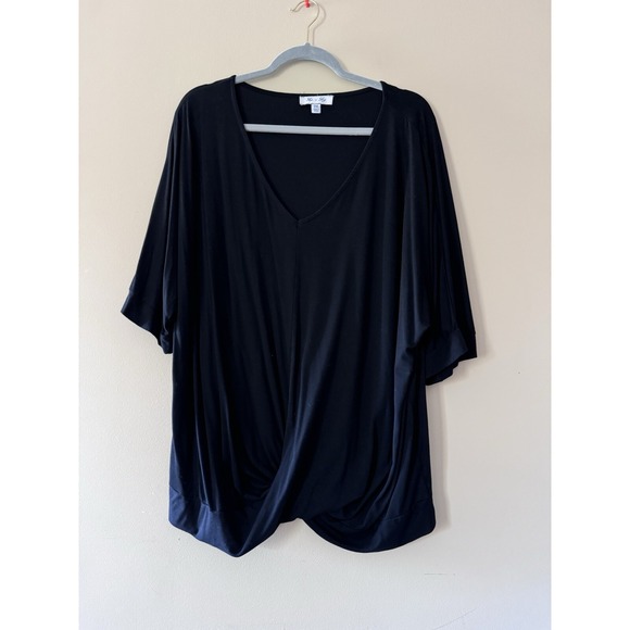 She + Sky Short Sleeve Top Black Size 2x EUC Oversized Flowy - Picture 1 of 8
